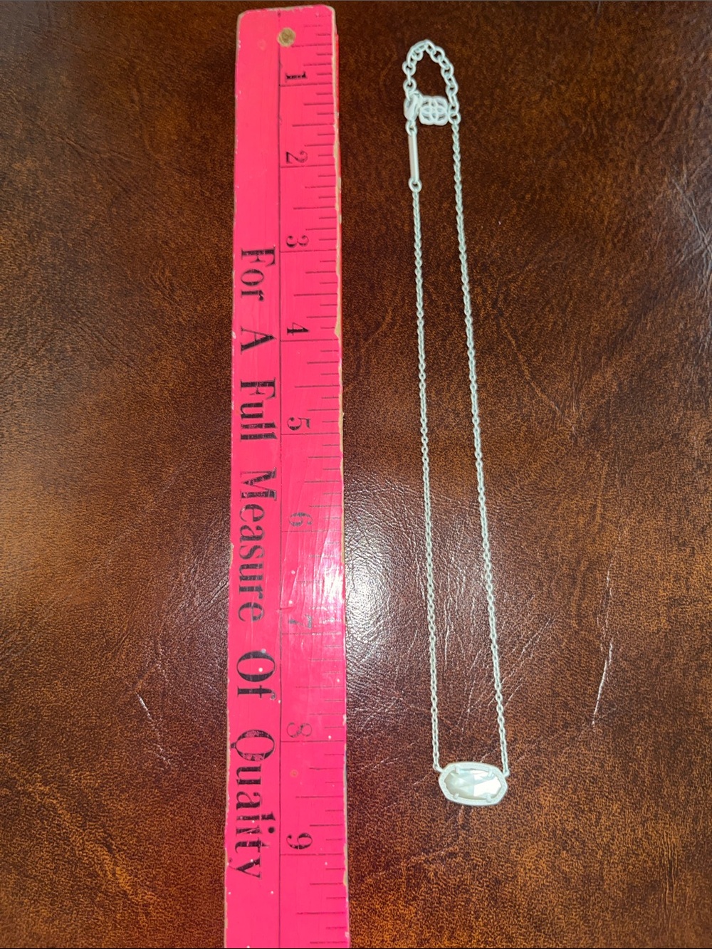 Kendra Scott Silver Necklace with White Gemstone Pendant
